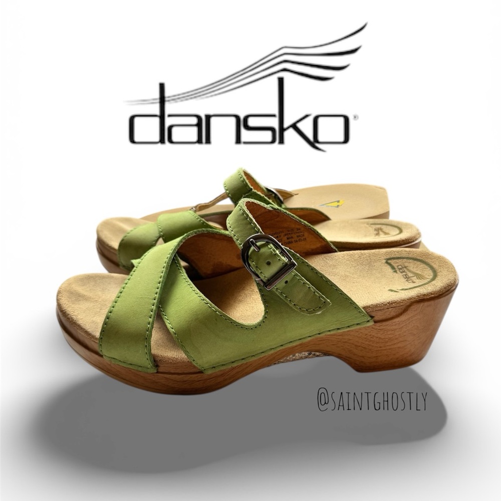 Dansko Green Sophie Sandals Clogs Size 38